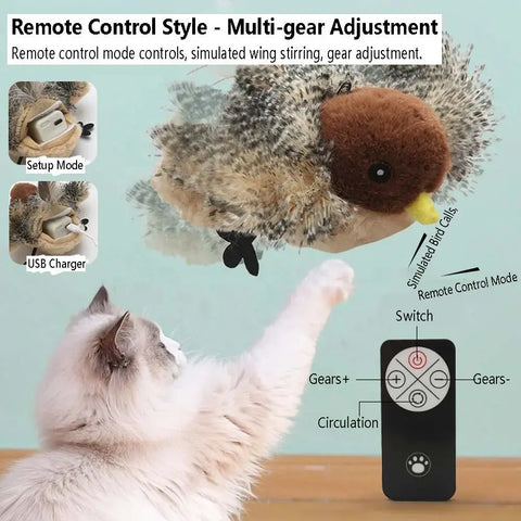 Interactive Rechargeable Chirping Bird Cat Toy with Catnip