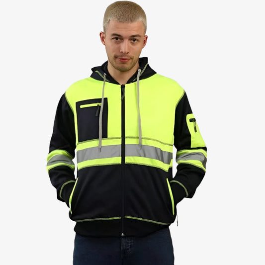 Hi Vis Zipper Hoodie – Green