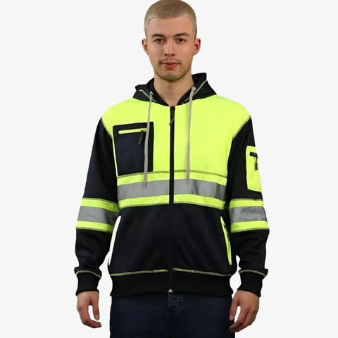 Hi Vis Zipper Hoodie – Green