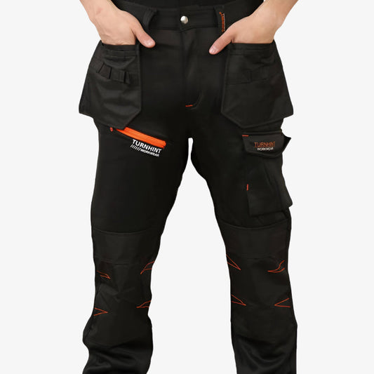 Hi Vis Waterproof Softshell Cargo Trousers – Black