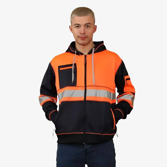 Hi Vis Zip-Up Safety Workwear Hoodie