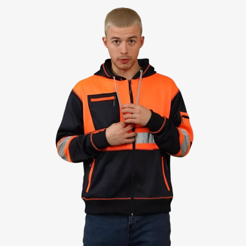 Hi Vis Zip-Up Safety Workwear Hoodie
