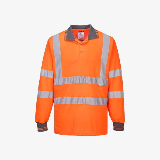Hi Viz Long Sleeve Polo Men’s Shirts – Orange