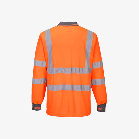 Hi Viz Long Sleeve Polo Men’s Shirts – Orange