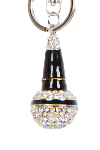 Microphone Diamante Bag Charm Keyring