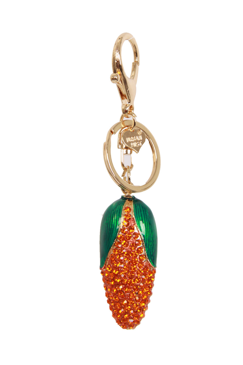 Sweetcorn Diamante Bag Charm Keyring
