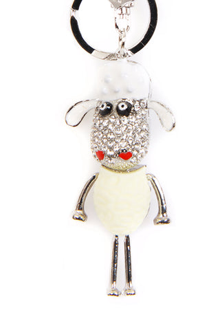 Cartoon Sheep Diamante Bag Charm Keyring
