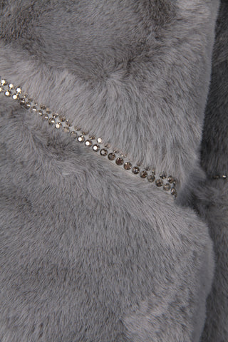 Ultra Soft Faux Fur Jacket With Diamante Detail