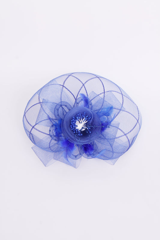 Royal Blue Flower Mesh Fascinator