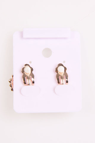 Round Diamond With Geometrical Clip Earrings