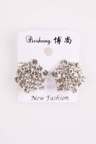 Round Diamond With Geometrical Clip Earrings