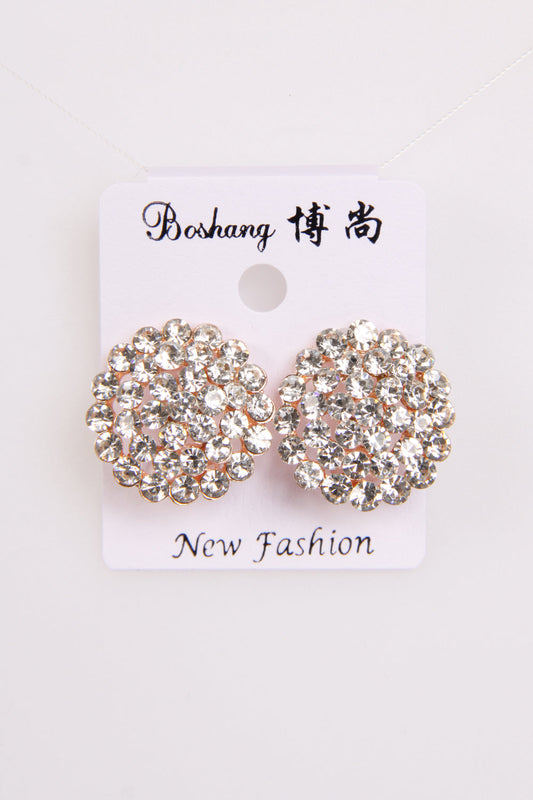 Round Diamante Diamond Cut Earings