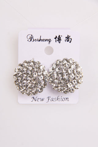 Round Diamante Diamond Cut Earings