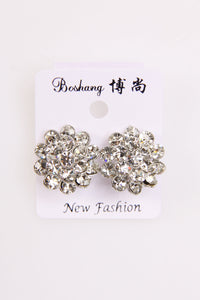 Round Floral Diamond Earrings Women