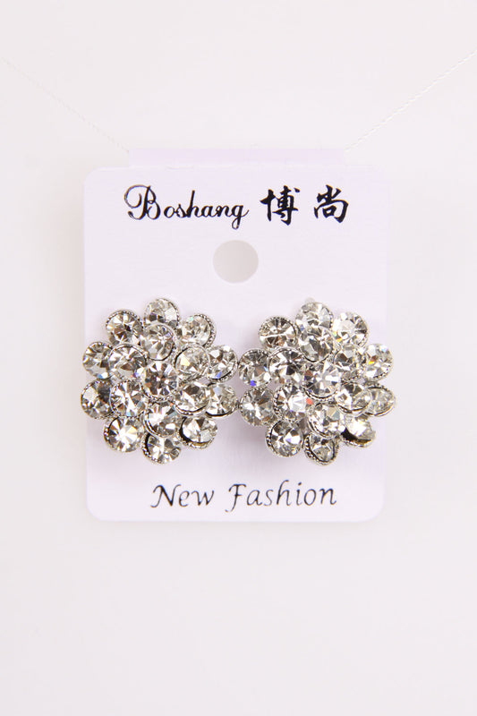 Round Floral Diamond Earrings Women