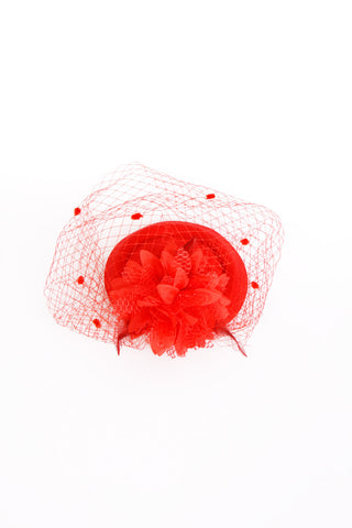 FLOWER FEATHER AND MESH FASCINATOR
