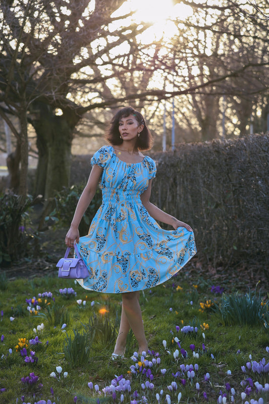 Baroque Chain Print Front Button Dress