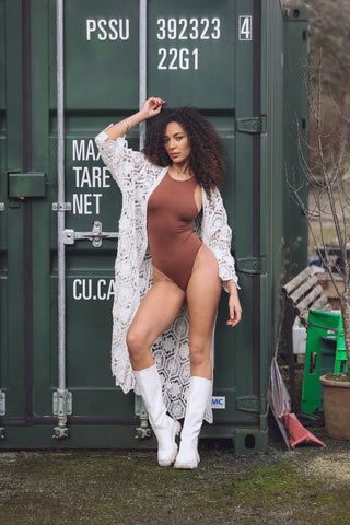 Floral Crochet Pattern Button Closing Cotton Cardigan