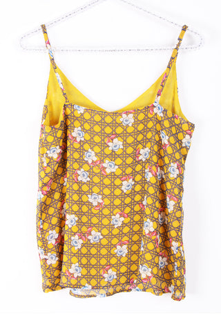 V Neck Floral Check Print Strappy Cami Top