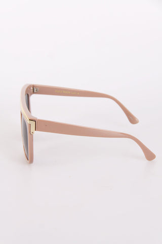 Chain Detail Square Flat Top Sunglasses