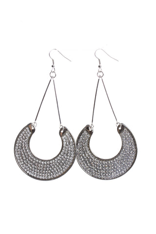 Crescent Half Moon Shape Diamante Earrings