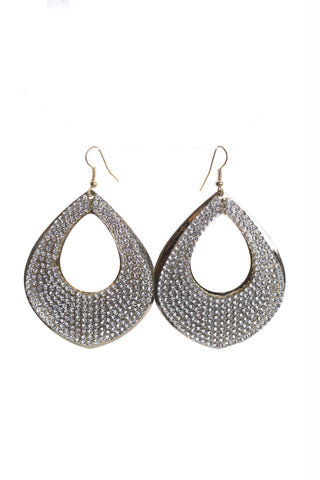 Oval Pear Drop Diamante Earrings