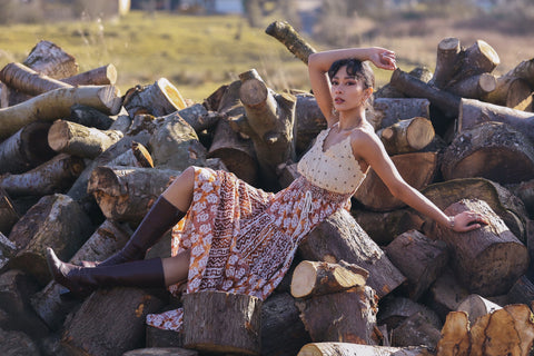 Tie Dye Geometric Print Bohemian Maxi Sleeveless Style Dress