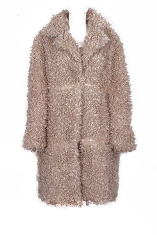 Soft Sheep Faux Fur Coat with PU Detail
