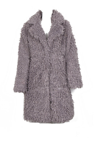 Soft Sheep Faux Fur Coat with PU Detail