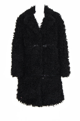 Soft Sheep Faux Fur Coat with PU Detail