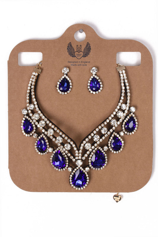 Teardrop Diamante 2-Piece Necklace and Earrings Set