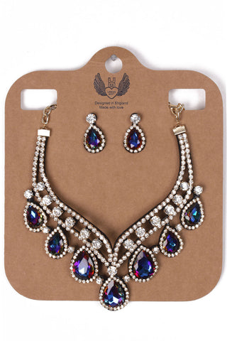 Teardrop Diamante 2-Piece Necklace and Earrings Set
