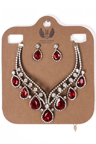Teardrop Diamante 2-Piece Necklace and Earrings Set