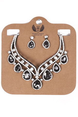 Teardrop Diamante 2-Piece Necklace and Earrings Set