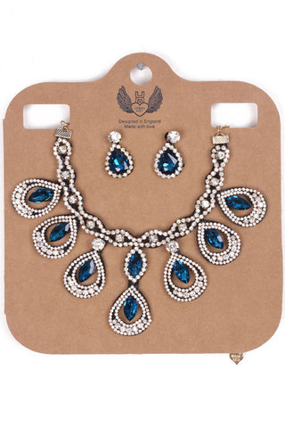 TEARDROP DETAIL DIAMANTE 2-PIECE NECKLACE AND EARRINGS SET