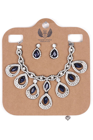 TEARDROP DETAIL DIAMANTE 2-PIECE NECKLACE AND EARRINGS SET