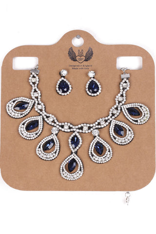 TEARDROP DETAIL DIAMANTE 2-PIECE NECKLACE AND EARRINGS SET