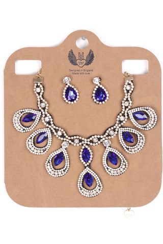 TEARDROP DETAIL DIAMANTE 2-PIECE NECKLACE AND EARRINGS SET