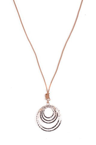 Lagenlook Multiple Hoops Long Necklace in Rose Gold