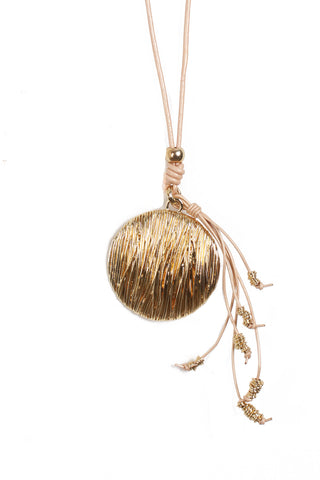 Lagenlook Circle Wired Tassel Long Necklace