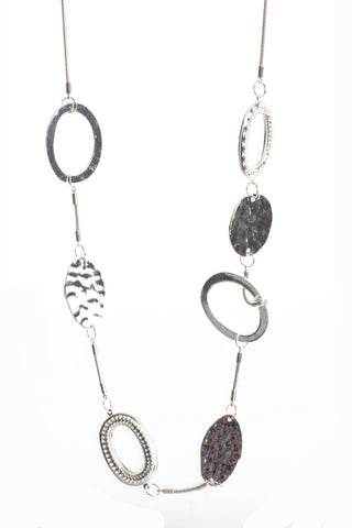 Multiple Circle Chain Long Necklace in Silver