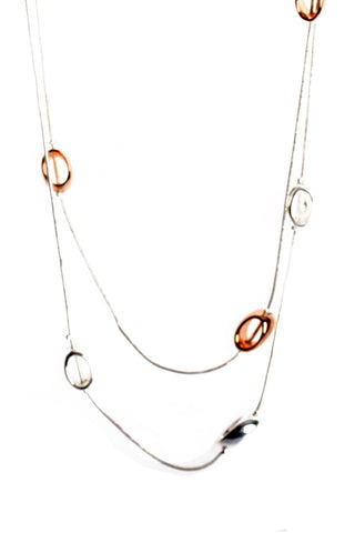 Double Layered Circle Interlink Chain Long Necklace