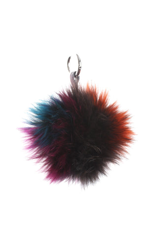 Large Fur Pom Pom Keyring With Leather Strap