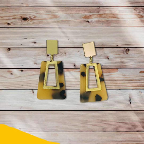 Trapeze Shaped Resin Look Earrings