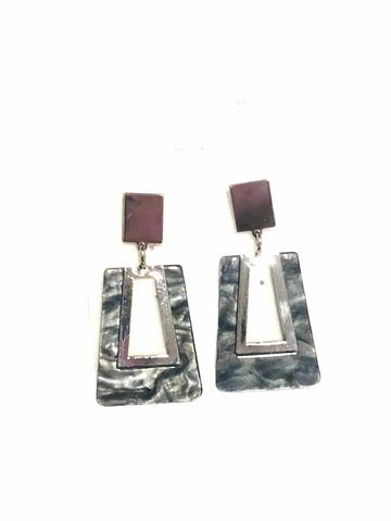 Trapeze Shaped Resin Look Earrings