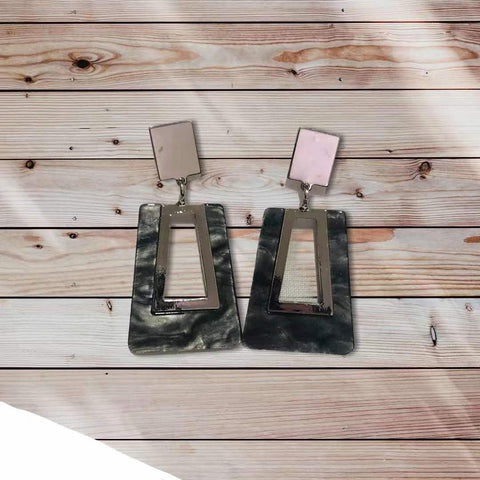 Trapeze Shaped Resin Look Earrings
