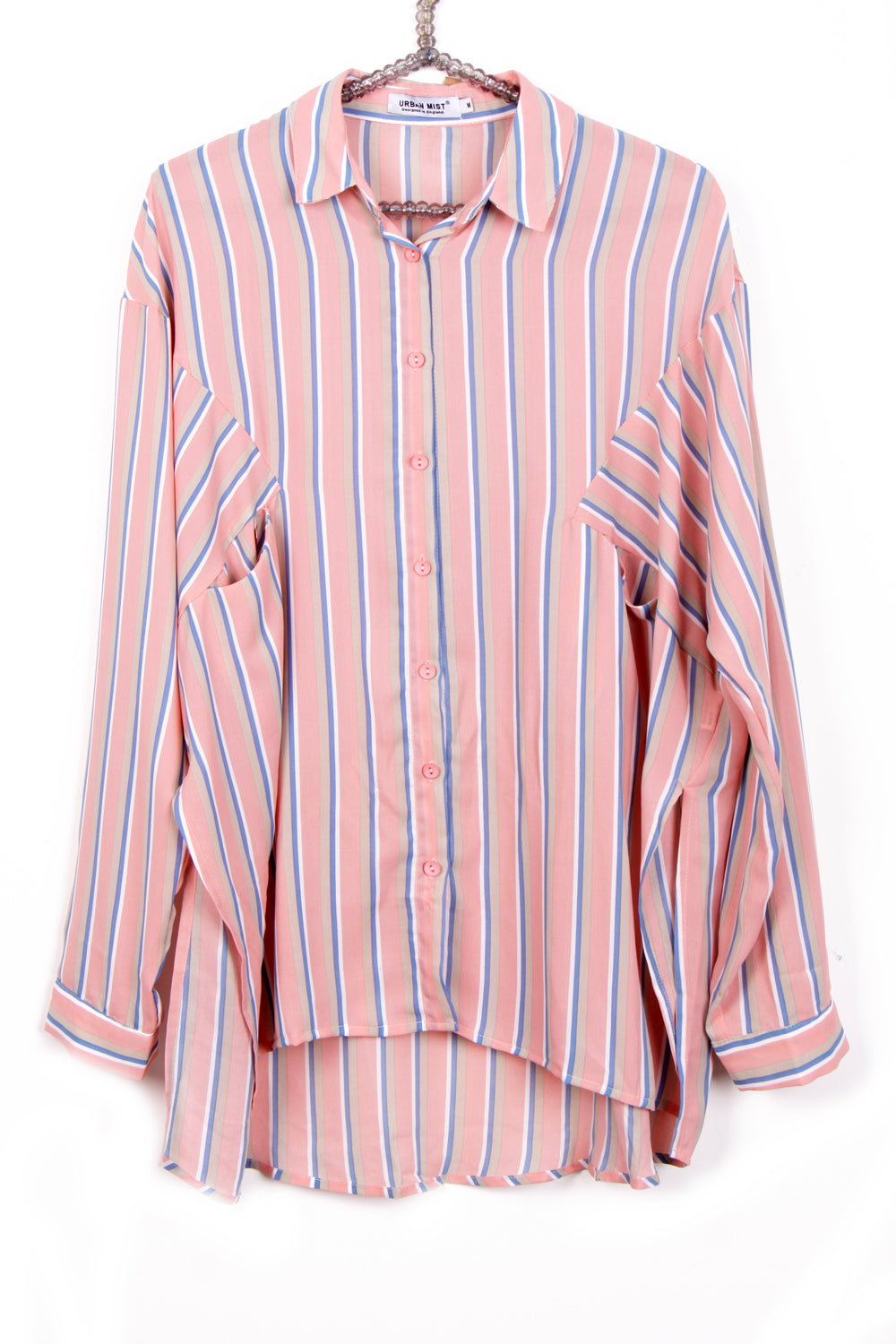 Oversized Striped Shirt in Pink