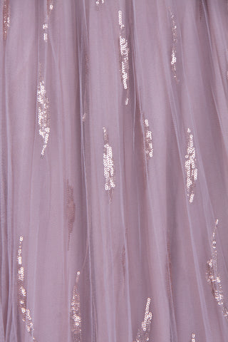 Pleated Mesh Midi Skirt with Feather Sequins