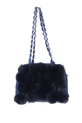 Fluffy Faux Fur Pom Pom Chain Shoulder Handbag