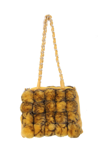 Fluffy Faux Fur Pom Pom Chain Shoulder Handbag